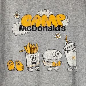 McDonalds Camp Tee Fruit of the Loom M Gray Graphic Cartoon Promo Tee Fast Food
